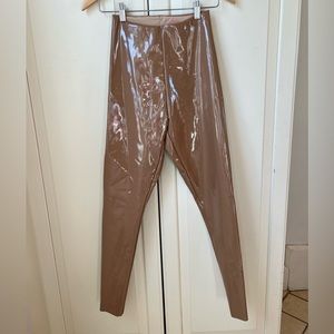 Commando shiny pleather tan leggings size S